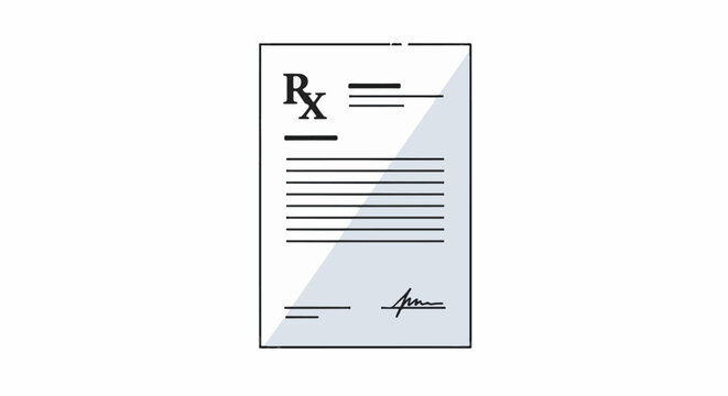 A prescription template with lines for information and a signature