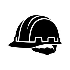Fototapeta premium Minimalist Black Hard Hat and Safety Helmet Construction Icon Representing Industrial Protection and Professional Engineering Gear for Workplace