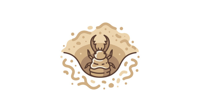 Cute Cartoon Beetle in Burrow - Insect Illustration
