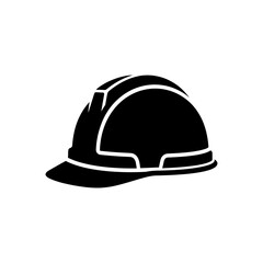 Fototapeta premium Black hard hat and safety helmet glyph for construction and industrial worker site safety and head protection isolated on white