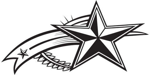 Stylized star graphic with motion trail and wheat stalk illustration isolated silhouette decorative creative contrast geometric abstract insignia movement agricultural prosperity strength © Kola