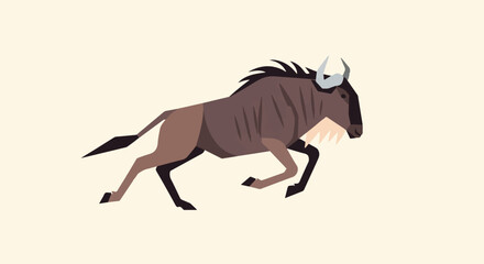 Fototapeta premium Aggressive Bison Running in Open Plain