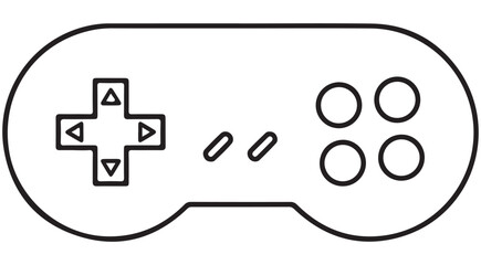 Retro video game controller line art icon with directional pad and buttons for gaming and electronic entertainment design © Kue