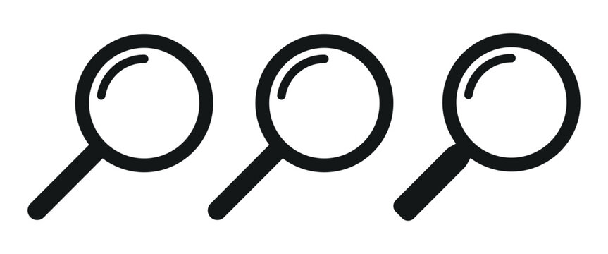 Search Icon Set &ndash; Magnifying Glass, Loupe, Zoom, Find, Discovery & Search Tool Vector Collection