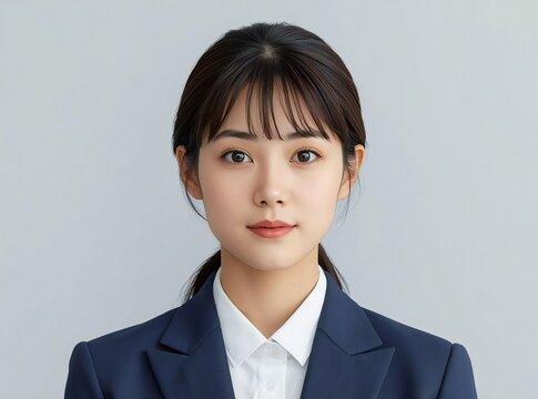 就職活動向けの日本人女性の証明写真風ポートレート	