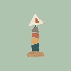 Fototapeta premium A decorative abstract lamp stands on a solid wooden base