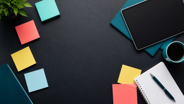 Remote Learning Workspace Background With Blank Notes