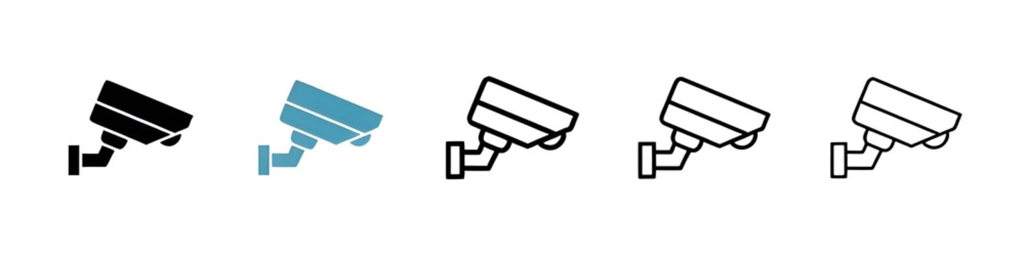 Security Camera icon collection set. Thin line customizable illustration. Contour symbol. Vector isolated outline drawing. Editable stroke