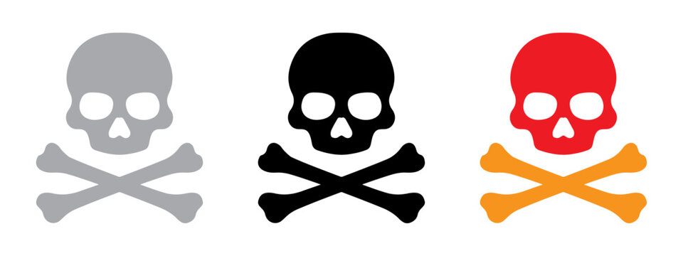Crossbones and skull death icon Set vector. PNG. Editable stroke. Skull and bones vector illustration.