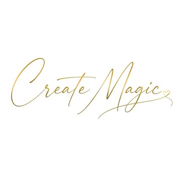 Create Magic elegant gold script lettering typography design.