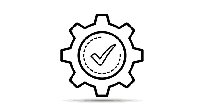 Gear and checkmark icon illustrating quality assurance and system settings for process reliability.