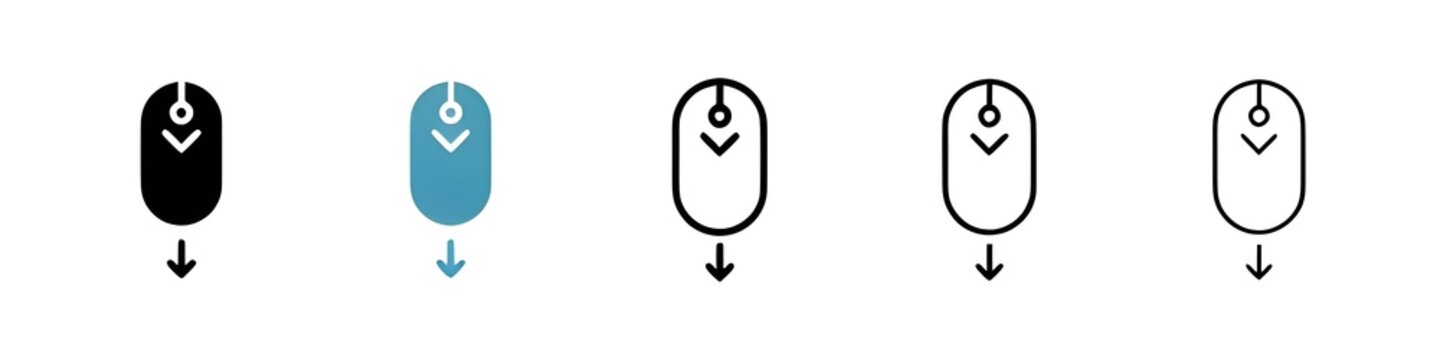 Scroll down computer mouse line icon vector set. Thin line customizable illustration. Contour symbol. Vector isolated outline drawing. Editable stroke