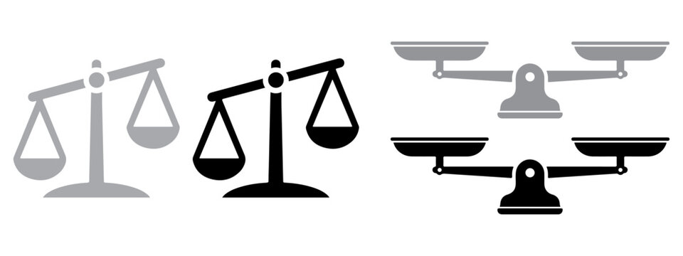  justice scales icon vector Set. PNG. Editable stroke.  silhouette of legal icon set.