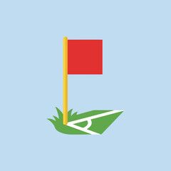 Minimalist vector illustration of a red soccer corner flag © Chihiro