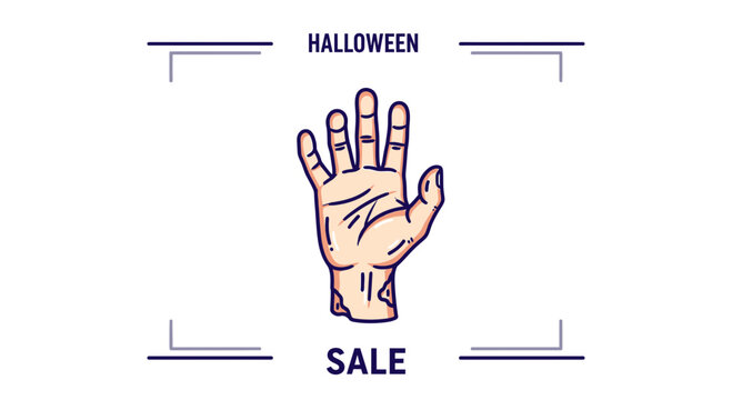 Halloween Sale Banner with Severed Hand Illustration