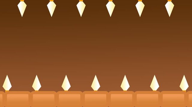 An animated battlefield backdrop showing two rows of pointed spears lined up against a rich brown gradient background panel