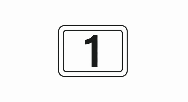 Number One Inside Rectangular Frame, Simple Graphic Design Element