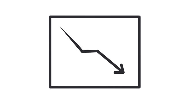 Down Trend Arrow Graph Icon, Business Decline, Stock Market Fall, Negative Growth Concept