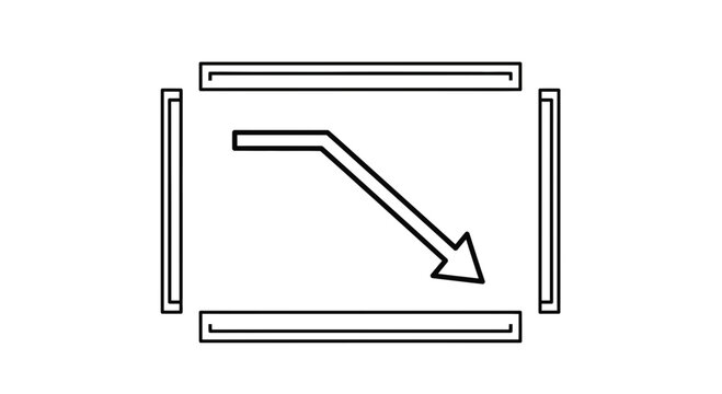 Downward Trend Arrow Inside Rectangular Frame