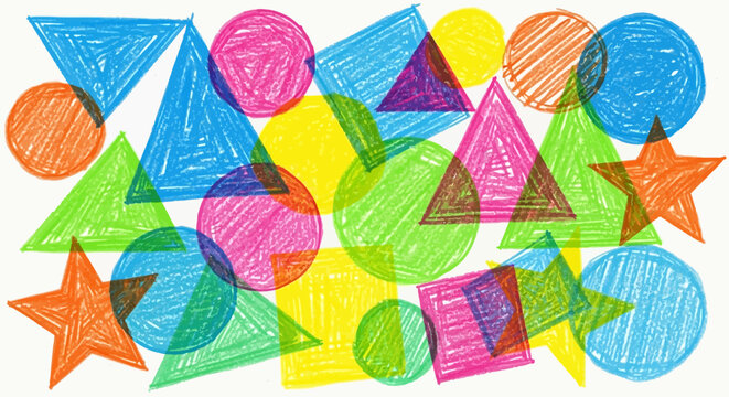 Colorful Geometric Shapes Hand Drawn Background