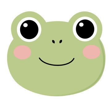 Cute Frog Face Cartoon Vector Illustration Isolated on White Background