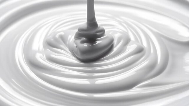 Fresh white cream pouring in a smooth swirl texture concept