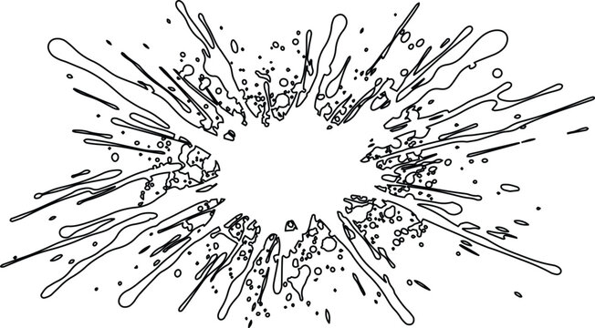 Dynamic black and white ink splash, an explosive liquid splatter effect, abstract paint burst, graphic design element for creative projects and backgrounds