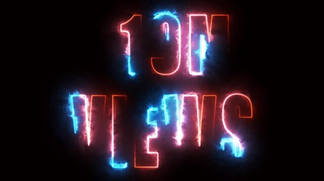 neon text for views on black background