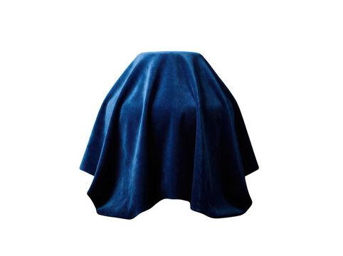 Dark blue velvet cloth covering a hidden object