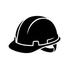 Fototapeta premium Black hard hat safety helmet icon representing industrial construction site protection and worker headwear safety equipment