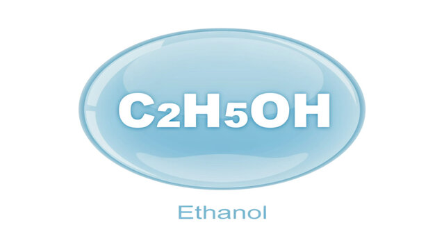 Simple chemical structure diagram of ethanol alcohol with oval shape