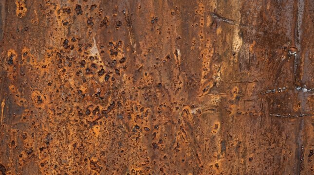 Rusty metal surface with holes and decay.