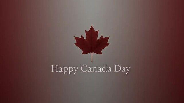 Animated Canada Day Greeting with Glowing Rising Maple Leaf