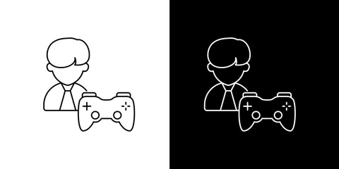 Gamer Person Icon Representing Electronic Entertainment and Digital Video Game Player Lifestyle Graphic Symbol © Tifany