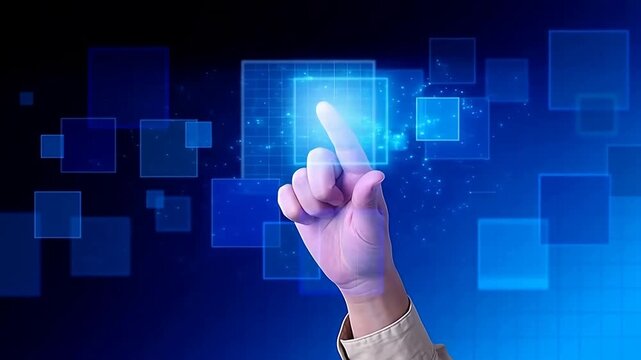 Hand interacting with digital interface