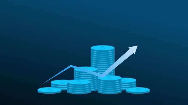 Token growth graph animation rises on dark grid lines. Corporate token growth graph animation tracks crypto investment yields. Modern token growth graph animation details assets.