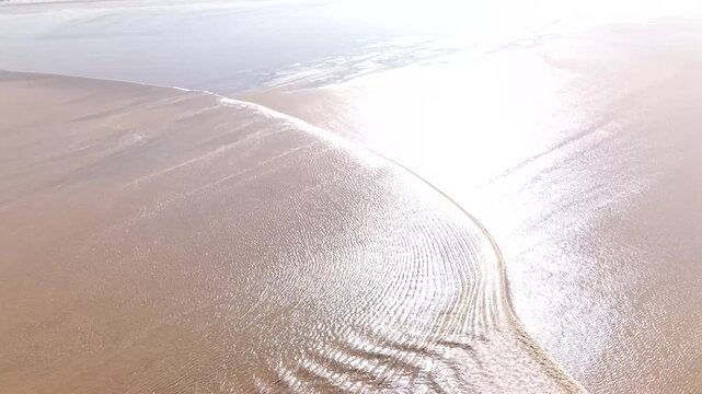 aerial view of natural miracle of Qiantang River Tide, Jiaxing, China