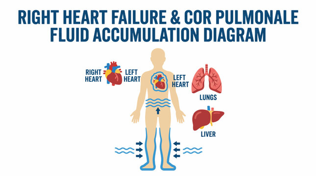 Right Heart Failure Cor Pulmonale Fluid Accumulation Diagram