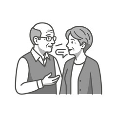 Obraz premium Elderly man talking to woman.
