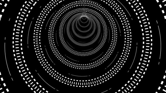 Glowing neon ring light in tunnel. 3d render. Futuristic abstract wallpaper .Tunnel speed motion light trails