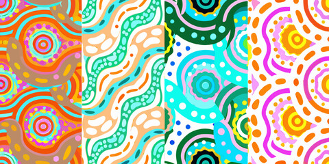 Naklejka premium abstract wavy panels four vertical strips of colorful vector patterns