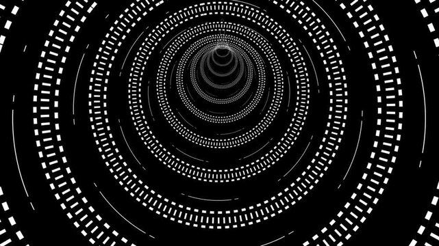 Glowing neon ring light in tunnel. 3d render. Futuristic abstract wallpaper .Tunnel speed motion light trails