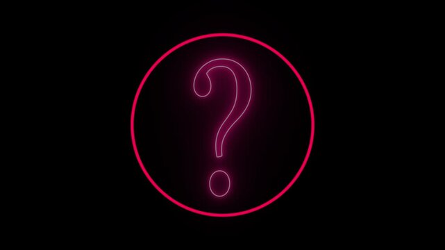 Question Mark Neon Light , A glowing neon question mark icon on a dark background,