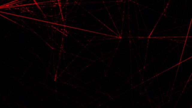 Abstract polygonal background from lines, dots and glowing particles with plexus effect. Artificial intelligence connectivity or technology concept. Digital vector mesh illustration in dark blue