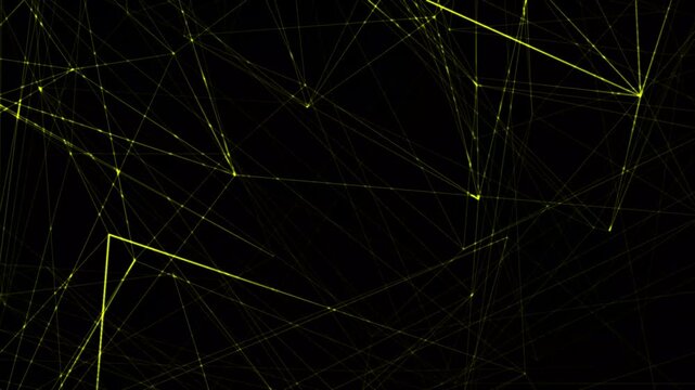 Abstract polygonal background from lines, dots and glowing particles with plexus effect. Artificial intelligence connectivity or technology concept. Digital vector mesh illustration in dark blue