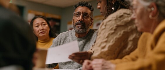 Obraz premium Concerned South Asian man holding medical results during a candid health consultation for community awareness and healthcare brochures