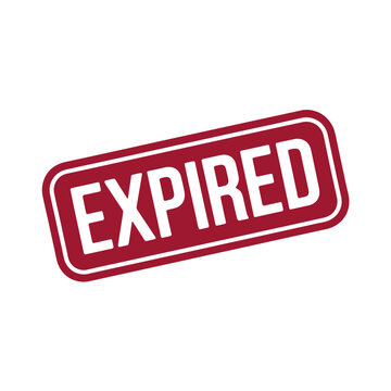 Expired red rectangular stamp seal label for documents and goods