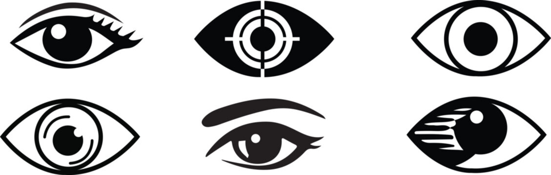 Eye silhouette. Retina scan eye icons. Simple eyes collection. Eye icon set. Eyesight symbol -stock vector