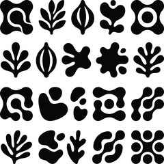 Fototapeta premium Set of abstract botanical and organic vector icons with abstract, botanical