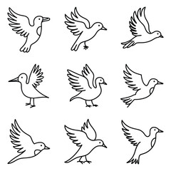Fototapeta premium Minimalist Bird Icons Featuring Clean Shapes on Gradient Background for Apps Websites User Experience Design Branding and Digital Interfaces